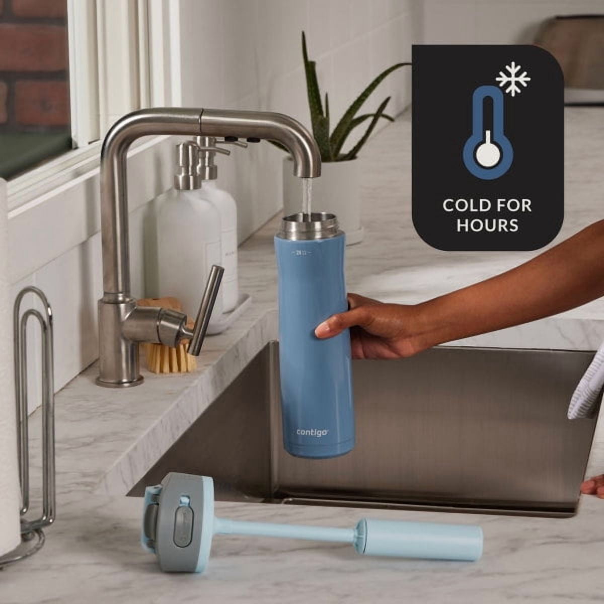 Contigo 24 oz. Wells Chill Stainless Steel Filter Bottle w/ Filters - Dark Ice - QCCM