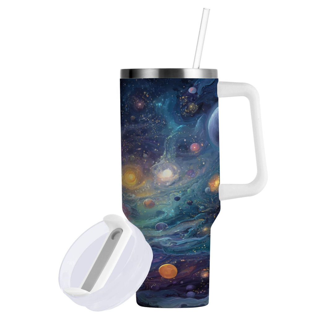 30 oz Insulated Stainless Steel Tumbler Double Wall Stainless Steel Tumbler with 2-Way Drinking Vibrant and Colorful Universe - DZ5H