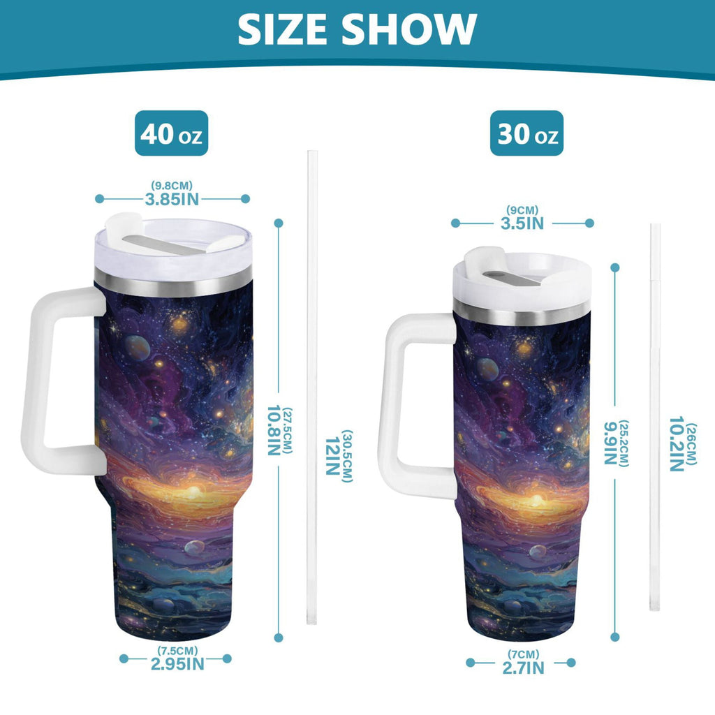 30 oz Insulated Stainless Steel Tumbler Double Wall Stainless Steel Tumbler with 2-Way Drinking Vibrant and Colorful Universe - DZ5H