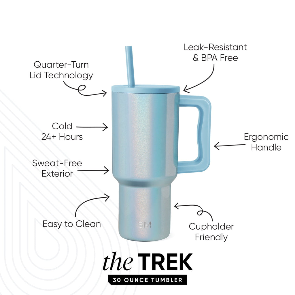 Simple Modern 30 fl oz Insulated Stainless Steel Trek Tumbler with Straw Lid | Seaglass Sage and Cream Checkmate - B21Q