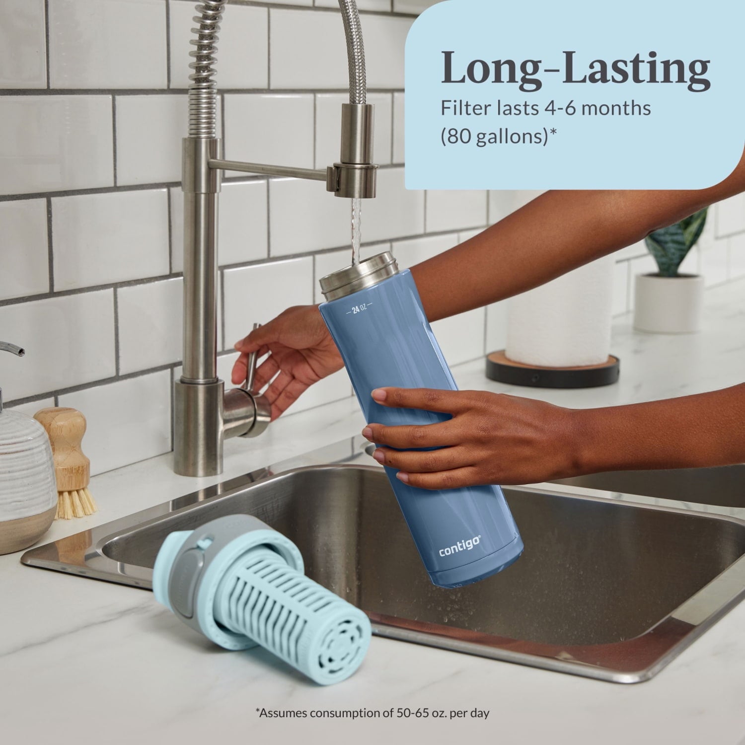 Contigo Clybourn FreeFlow Filter Water Bottle Replacement Filter, 1 Count - POB7