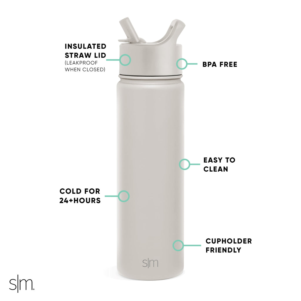 Simple Modern Summit Water Bottle Straw Lid Vacuum Insulated Stainless Steel Bottle | 22 fl oz - O1E0