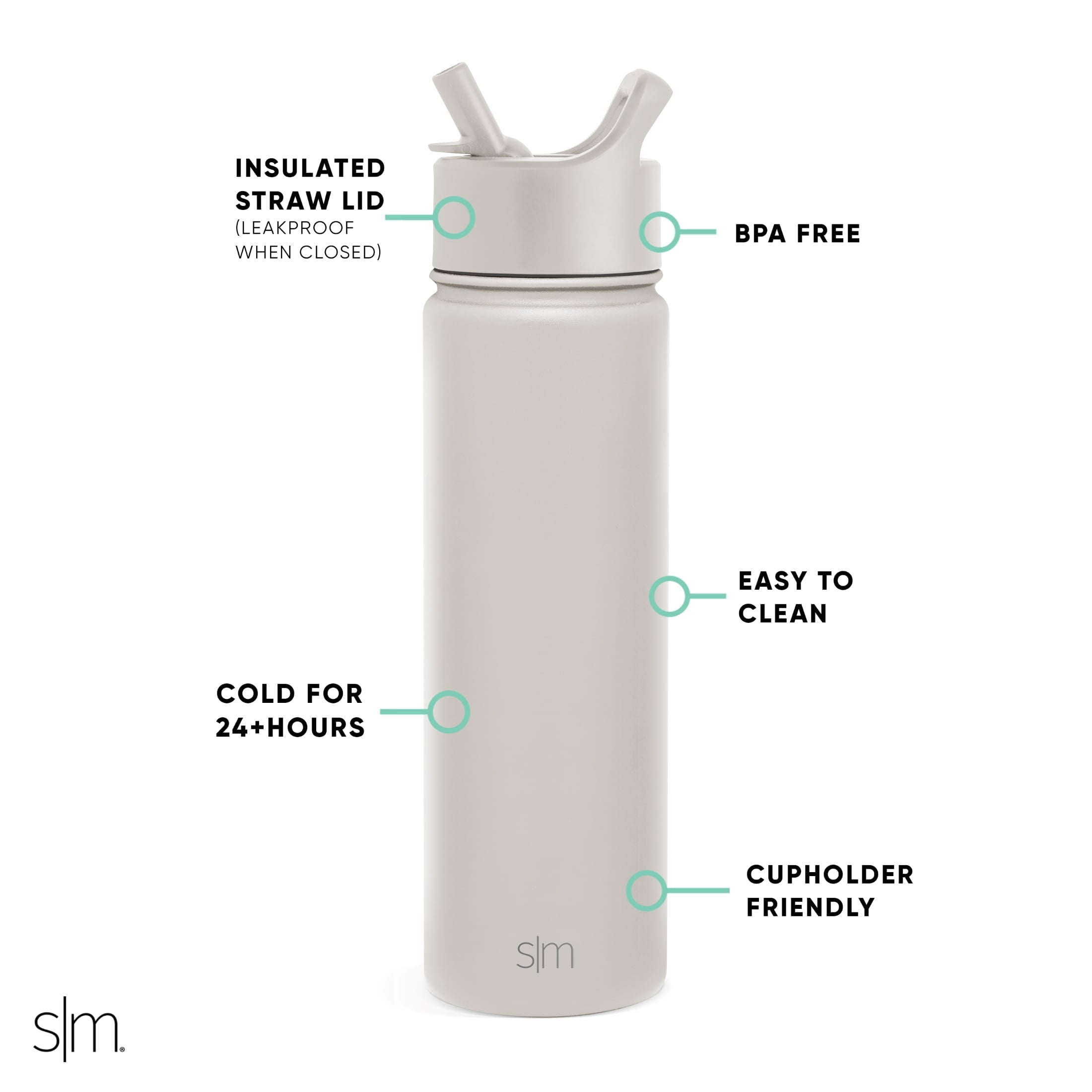 Simple Modern Summit Water Bottle Straw Lid Vacuum Insulated Stainless Steel Bottle | 22 fl oz - O1E0