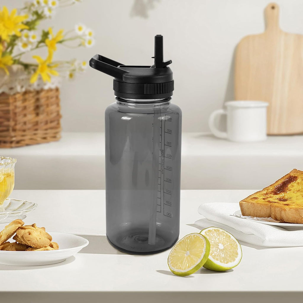 Straw Lid Compatible with Nalgene Water Bottles 32 OZ, BPA-Free Straws Lid with Handle for Nalgene Wide Mouth, Replacement Bottle Cap Accessories with 2 Straws and 1 Straw Brush - ISO1