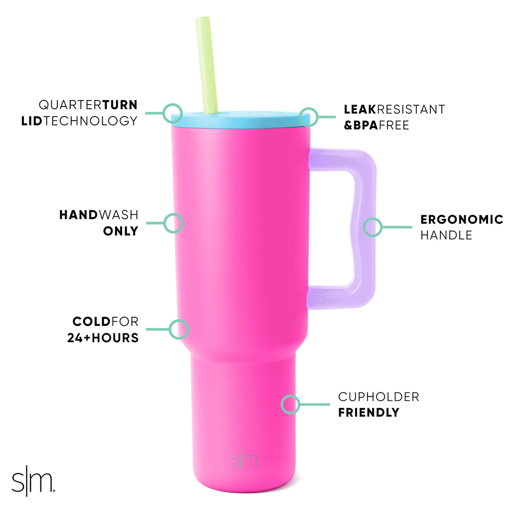 Simple Modern 40 fl oz Insulated Stainless Steel Trek Tumbler with Straw Lid | 80s Mix - DWV8