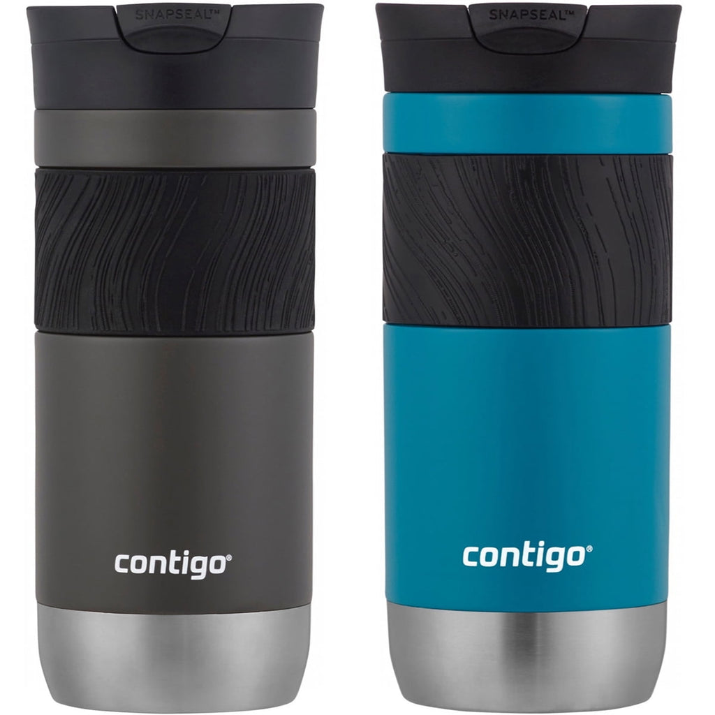 Contigo Byron 2.0 Stainless Steel Travel Mug with SNAPSEAL Lid and Grip, 20 oz, Sake &amp; Blue Corn, 2-Pack - AAEO