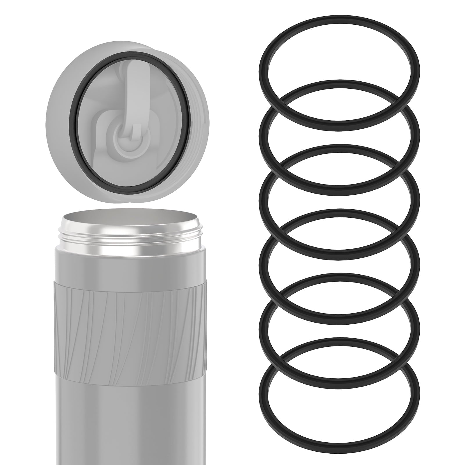 Linkidea 6 Pack Water Bottle Gasket Replacement Compatible with Contigo Byron Snapseal Travel Mug 16oz/20oz, Silicone O Ring Leak Proof Rubber Seal with Tweezer for Bottle Lid, Black - 4CWK