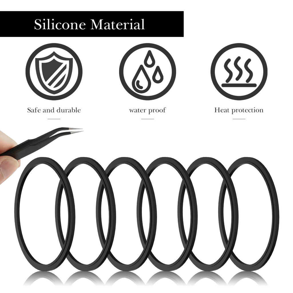 Linkidea 6 Pack Water Bottle Gasket Replacement Compatible with Contigo Byron Snapseal Travel Mug 16oz/20oz, Silicone O Ring Leak Proof Rubber Seal with Tweezer for Bottle Lid, Black - 4CWK