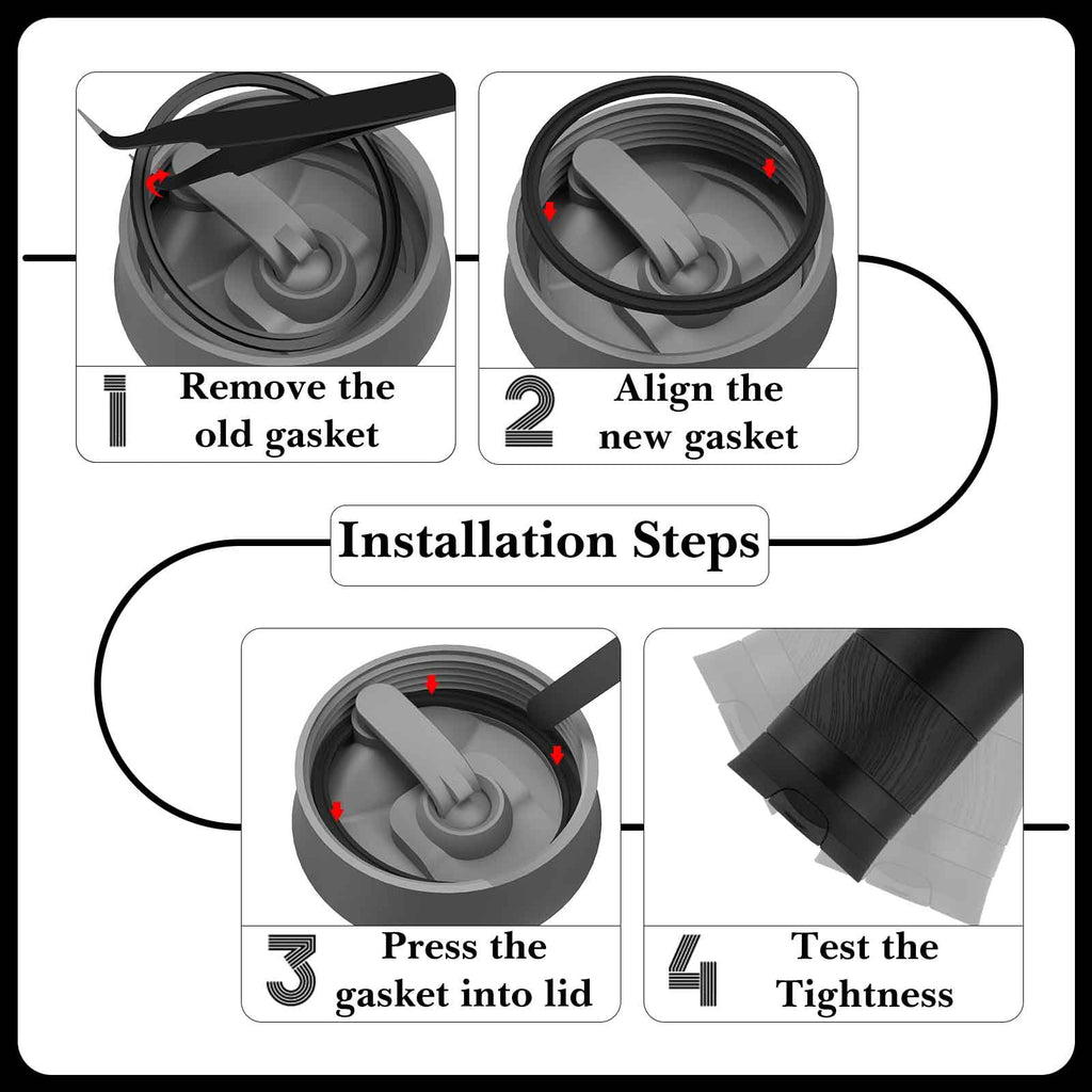 Linkidea 6 Pack Water Bottle Gasket Replacement Compatible with Contigo Byron Snapseal Travel Mug 16oz/20oz, Silicone O Ring Leak Proof Rubber Seal with Tweezer for Bottle Lid, Black - 4CWK