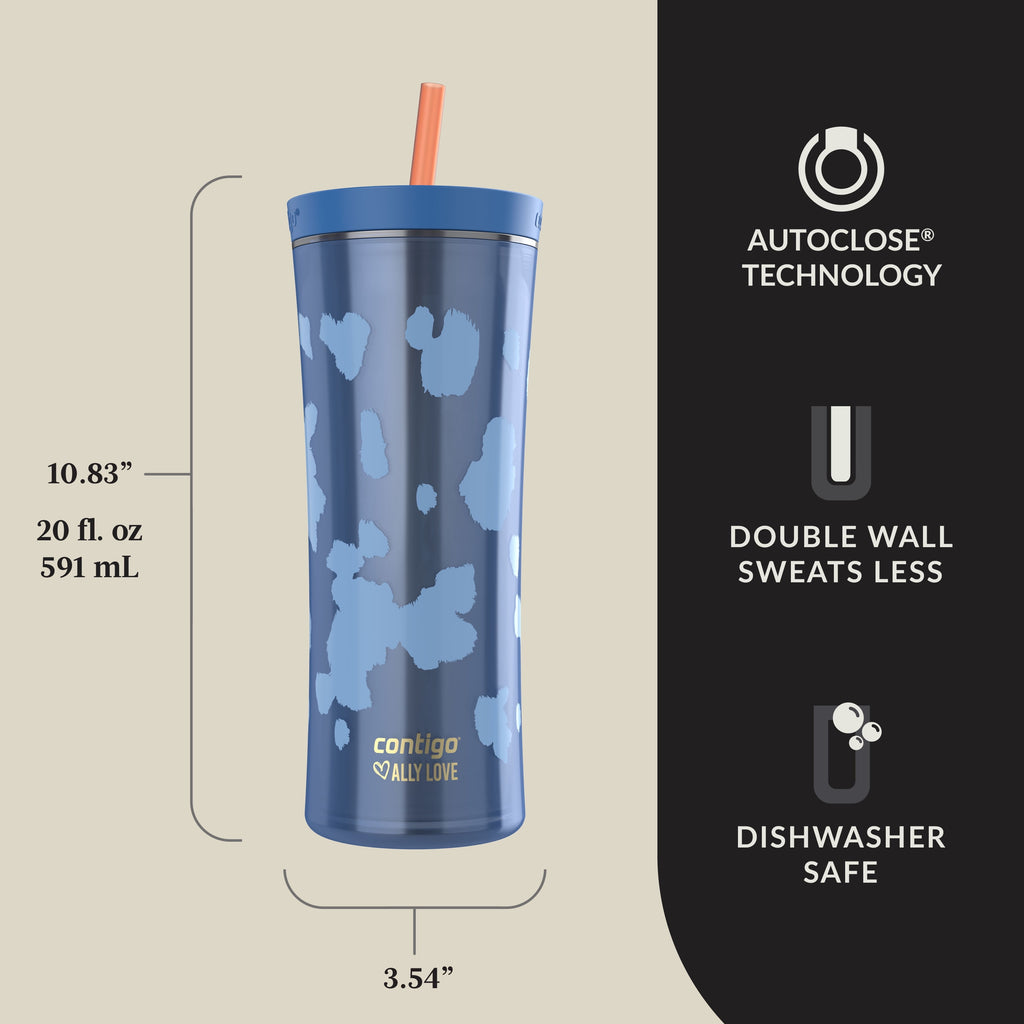 Contigo 20oz Shake &amp; Go Tumbler, Plastic with Straw, Stellar Jay Cowhide Couture - 721I