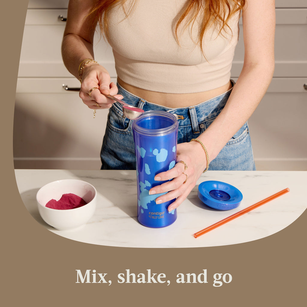 Contigo 20oz Shake &amp; Go Tumbler, Plastic with Straw, Stellar Jay Cowhide Couture - 721I