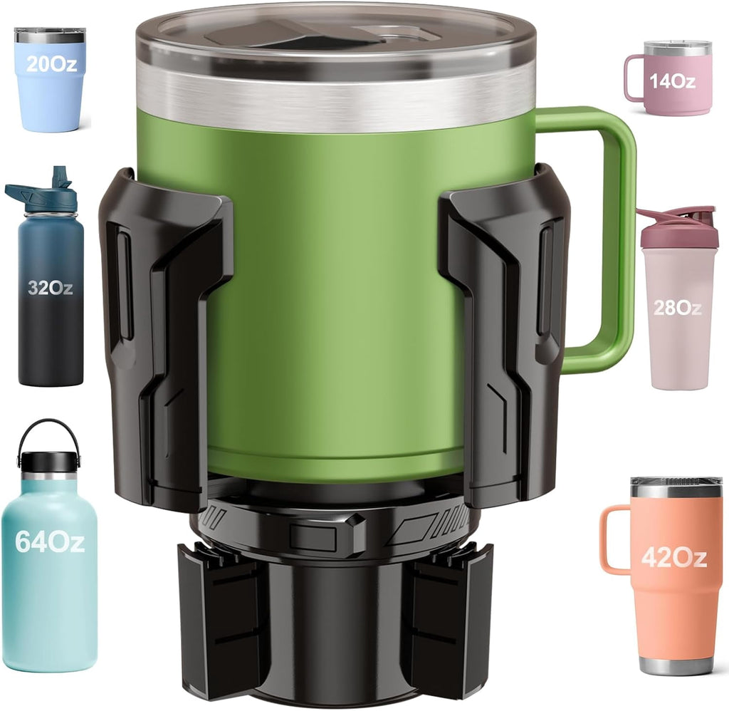 Cup Holder Expander: One-Button Open, Universal, Adjustable Holder(Diameter 2.6"- 4.8"), Cup Holder Expander for , , Nalgene, Takeya, Camelbak, Ramblers, , Tumblers, Mugs - OCDT