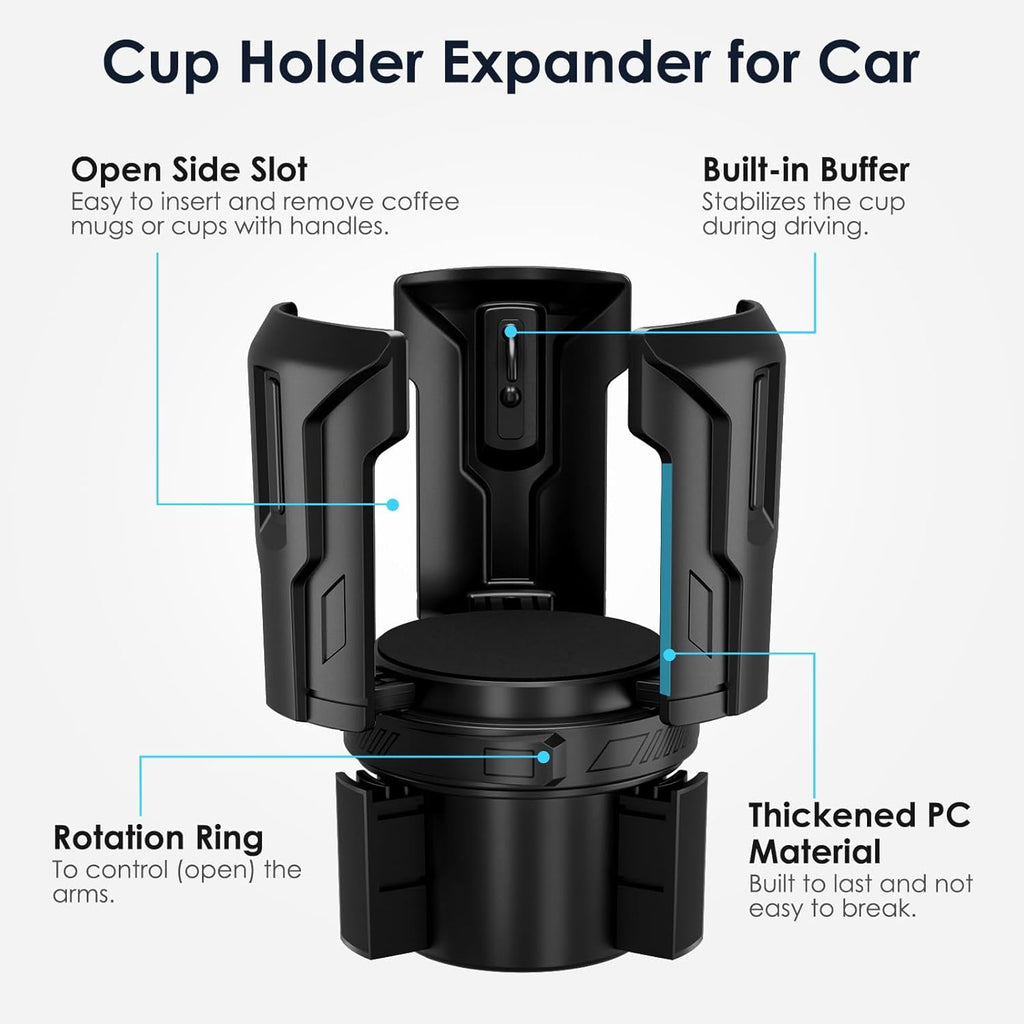 Cup Holder Expander: One-Button Open, Universal, Adjustable Holder(Diameter 2.6"- 4.8"), Cup Holder Expander for , , Nalgene, Takeya, Camelbak, Ramblers, , Tumblers, Mugs - OCDT