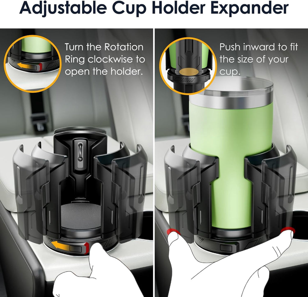 Cup Holder Expander: One-Button Open, Universal, Adjustable Holder(Diameter 2.6"- 4.8"), Cup Holder Expander for , , Nalgene, Takeya, Camelbak, Ramblers, , Tumblers, Mugs - OCDT