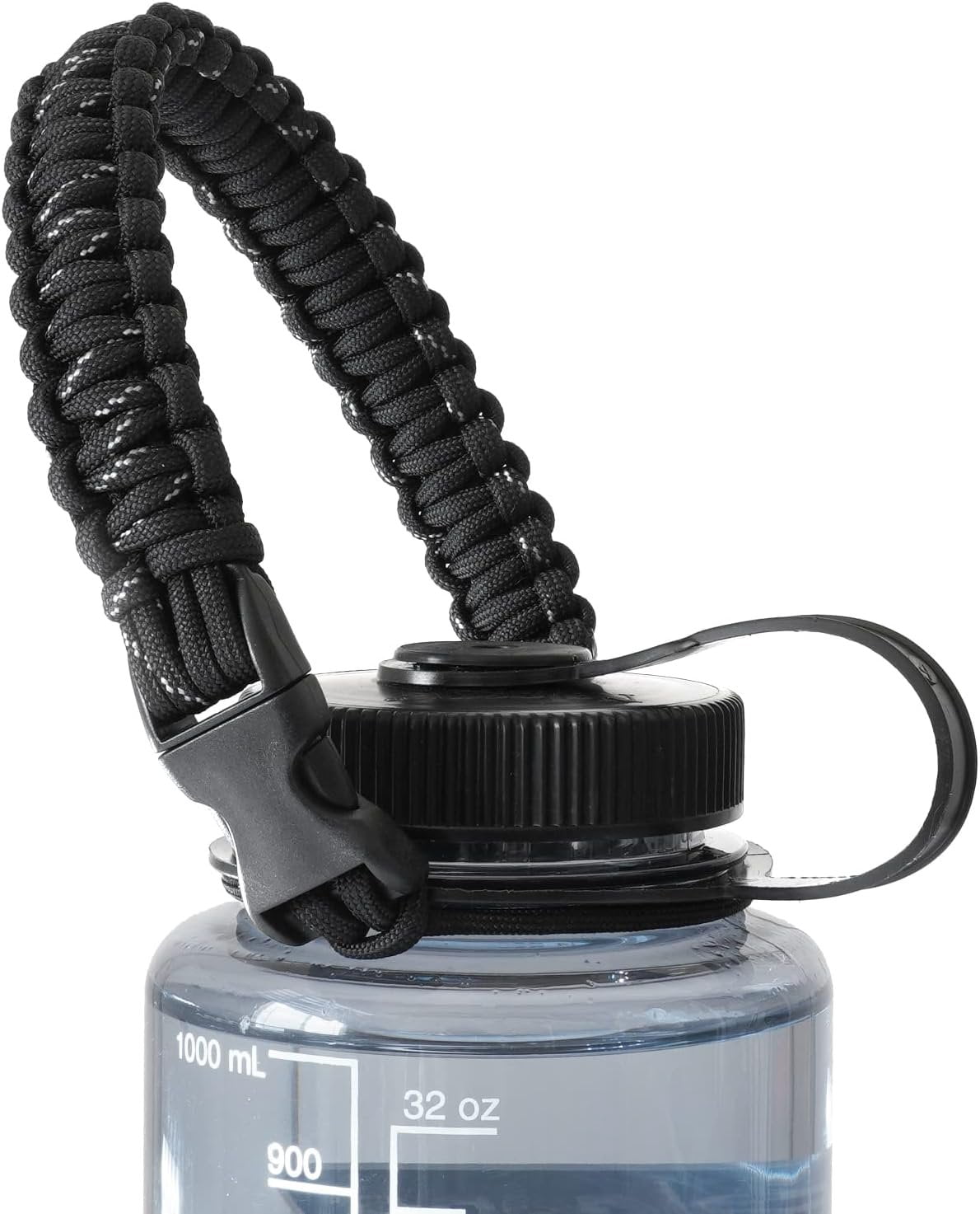Hydrocord Handle for Nalgene Water Bottles, Fits Wide Mouth Water Bottles, Durable Carrier, Secure Accessories, Compatible with 32oz, 36oz, 48oz Water Bottle (Black) - DUM1