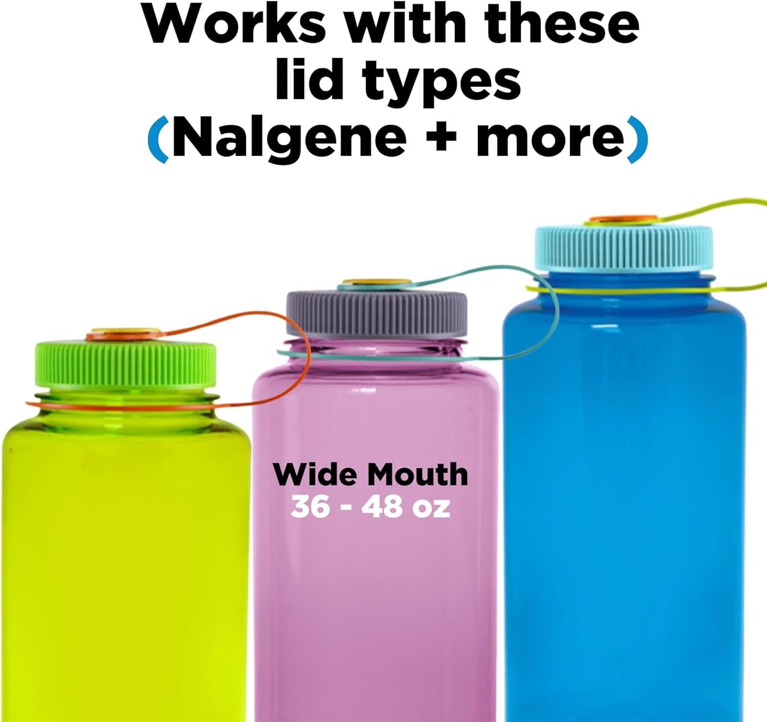 Hydrocord Handle for Nalgene Water Bottles, Fits Wide Mouth Water Bottles, Durable Carrier, Secure Accessories, Compatible with 32oz, 36oz, 48oz Water Bottle (Black) - DUM1