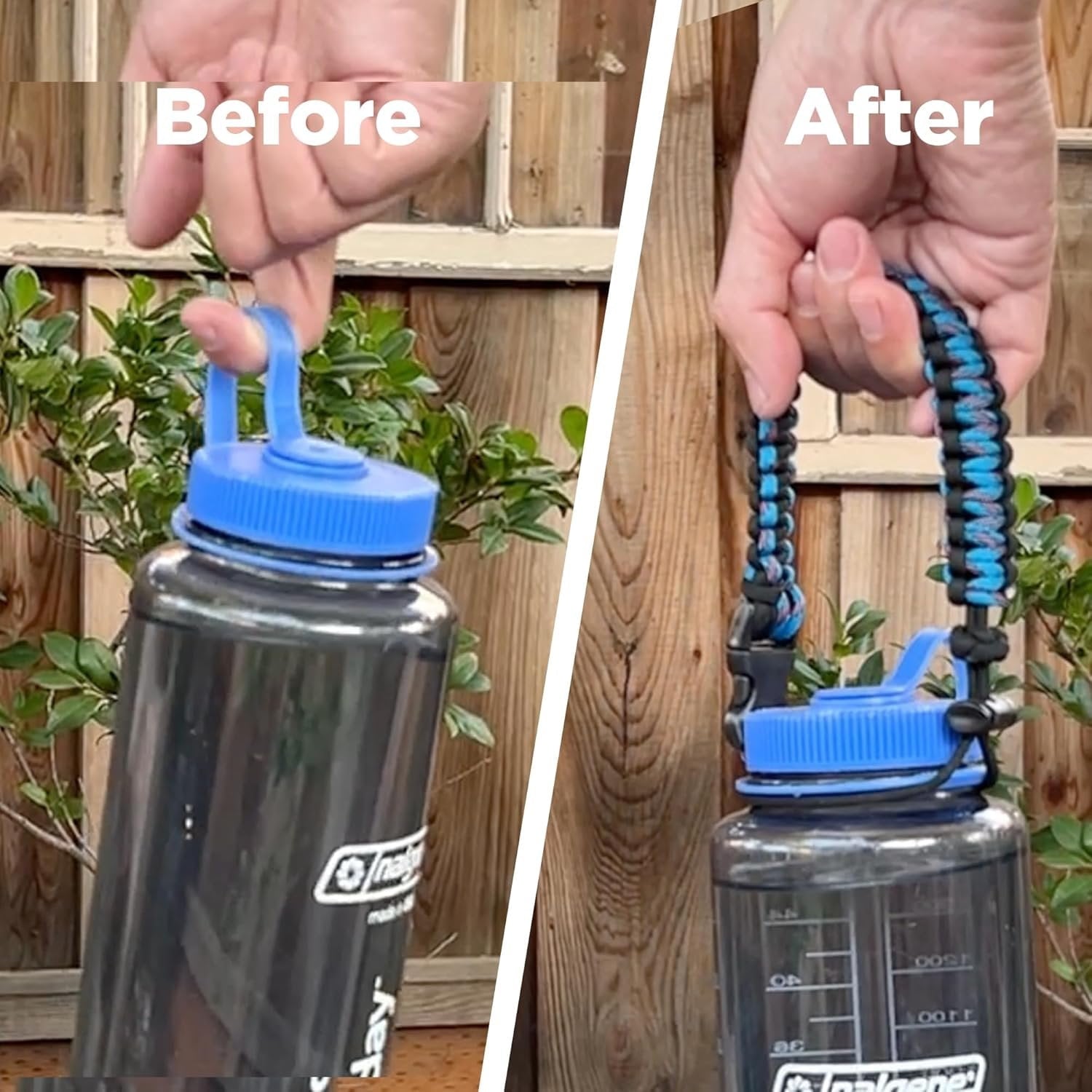 Hydrocord Handle for Nalgene Water Bottles, Fits Wide Mouth Water Bottles, Durable Carrier, Secure Accessories, Compatible with 32oz, 36oz, 48oz Water Bottle (Black) - DUM1