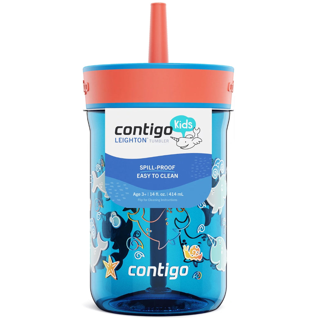 Contigo Kid's 14 oz. Leighton Tumbler with Straw - Juniper/Blue Forest - H6YD