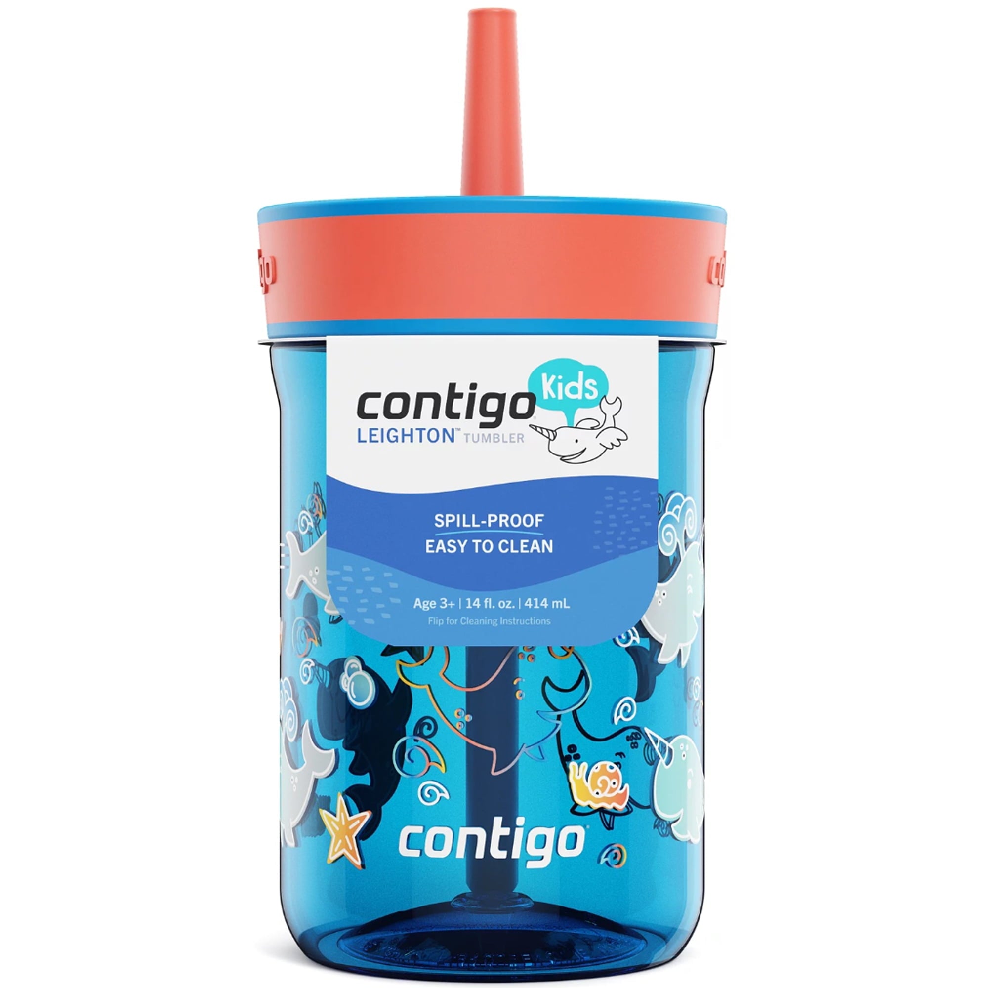 Contigo Kid's 14 oz. Leighton Tumbler with Straw - Juniper/Blue Forest - H6YD