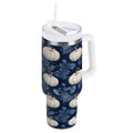 30 oz Insulated Stainless Steel Tumbler Double Wall Stainless Steel Tumbler with 2-Way Drinking Watercolor White Pumpkins - EP82