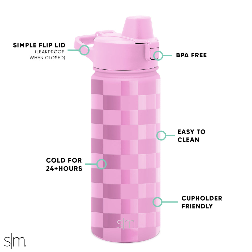 Simple Modern 18 fl oz Insulated Stainless Steel Summit Water Bottle with Covered Silicone Straw Lid | Sweet Taffy - 28S2