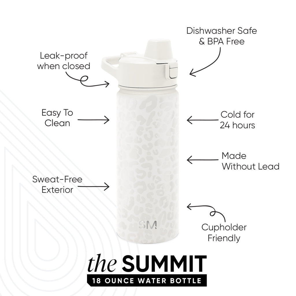 Simple Modern 18 fl oz Insulated Stainless Steel Summit Water Bottle with Covered Silicone Straw Lid | Sweet Taffy - 28S2