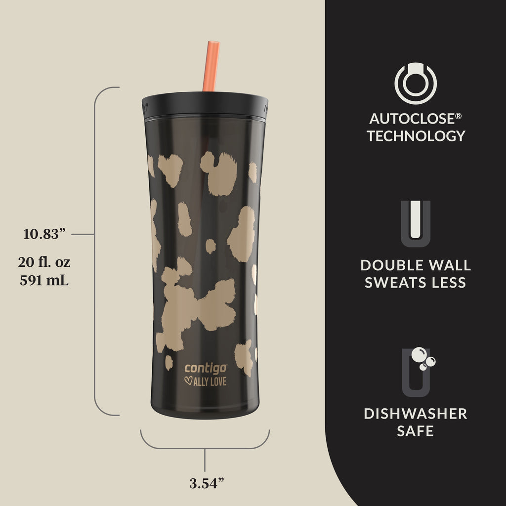 Contigo 20oz Shake &amp; Go Tumbler, Plastic with Straw, Licorice Cowhide Couture - A7NV