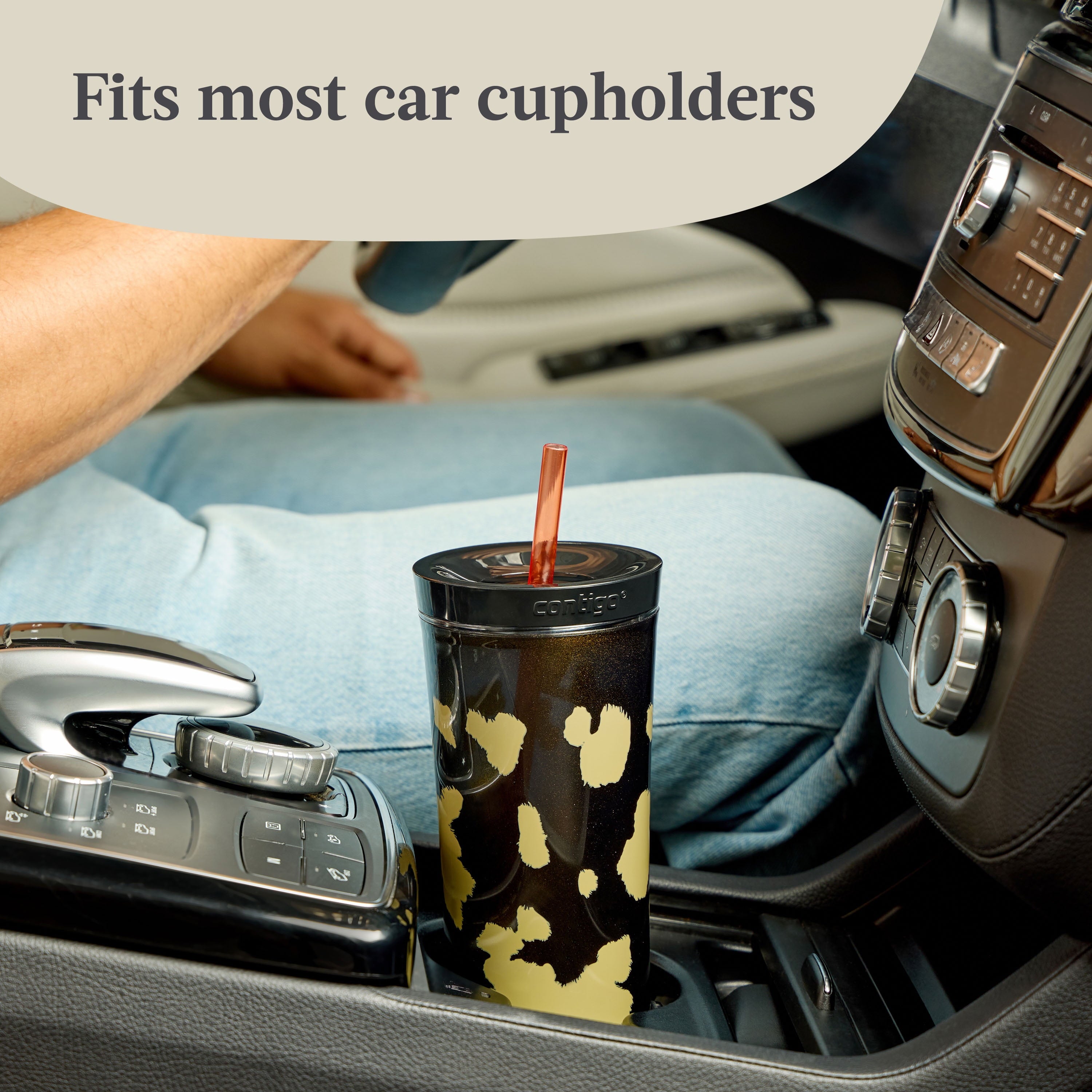 Contigo 20oz Shake &amp; Go Tumbler, Plastic with Straw, Licorice Cowhide Couture - A7NV