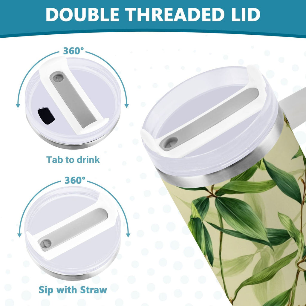 30 oz Insulated Stainless Steel Tumbler Double Wall Stainless Steel Tumbler with 2-Way Drinking Bamboo Pattern - NCGL
