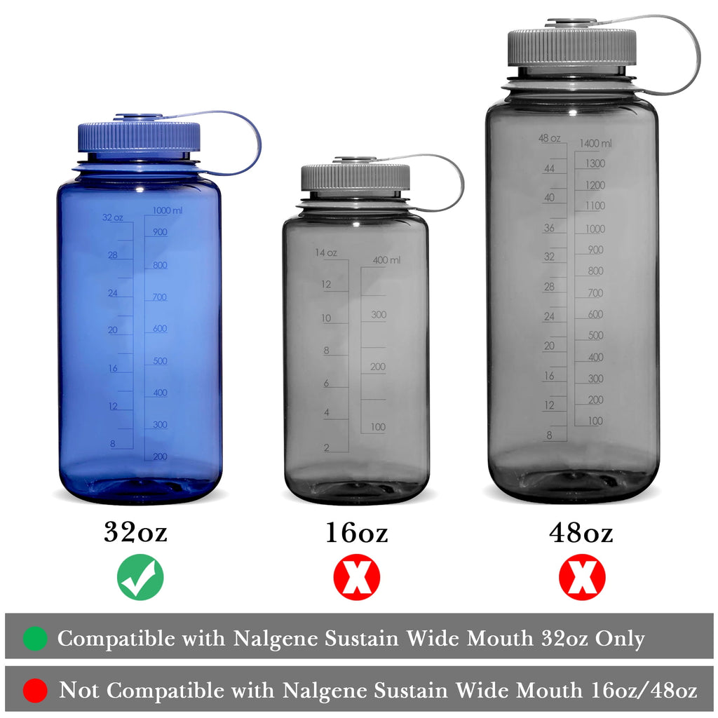 Linkidea 4 Pack Water Bottle Silicone Splashguard Compatible with Nalgene Sustain Wide Mouth 32oz, Anti-Spill Splash Guard for Wide-Necked Bottles with 53mm Opening, Waterbottle Easy Sipper - 9116