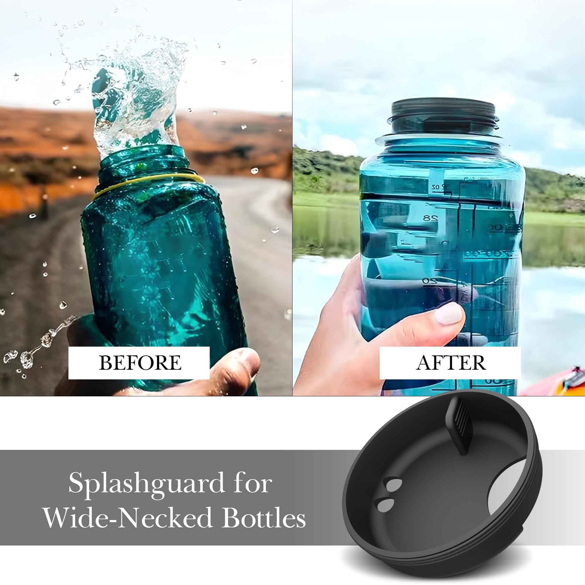 Linkidea 4 Pack Water Bottle Silicone Splashguard Compatible with Nalgene Sustain Wide Mouth 32oz, Anti-Spill Splash Guard for Wide-Necked Bottles with 53mm Opening, Waterbottle Easy Sipper - 9116