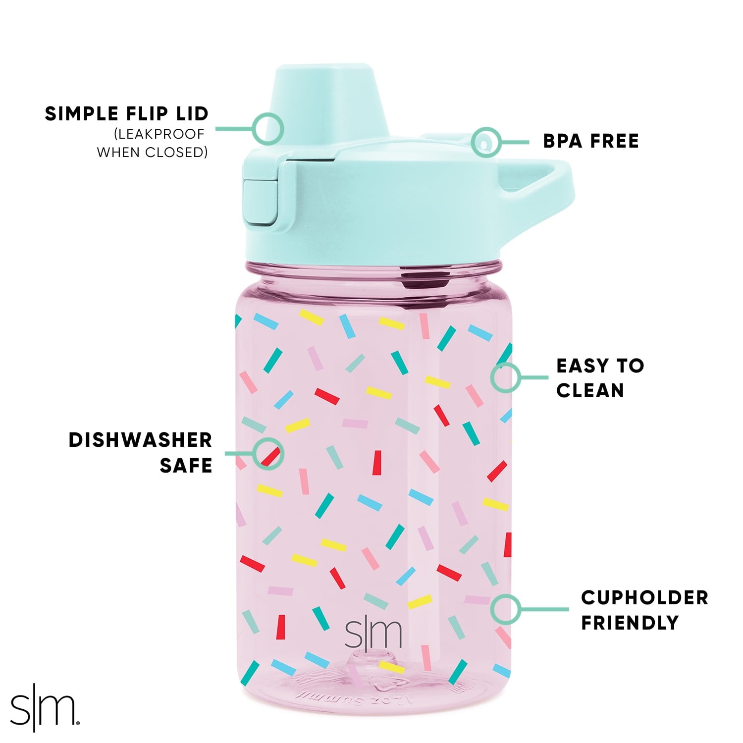 Simple Modern 12 fl oz Reusable Tritan Summit Water Bottle with Silicone Straw Lid | Birthday Cake - ZLL8
