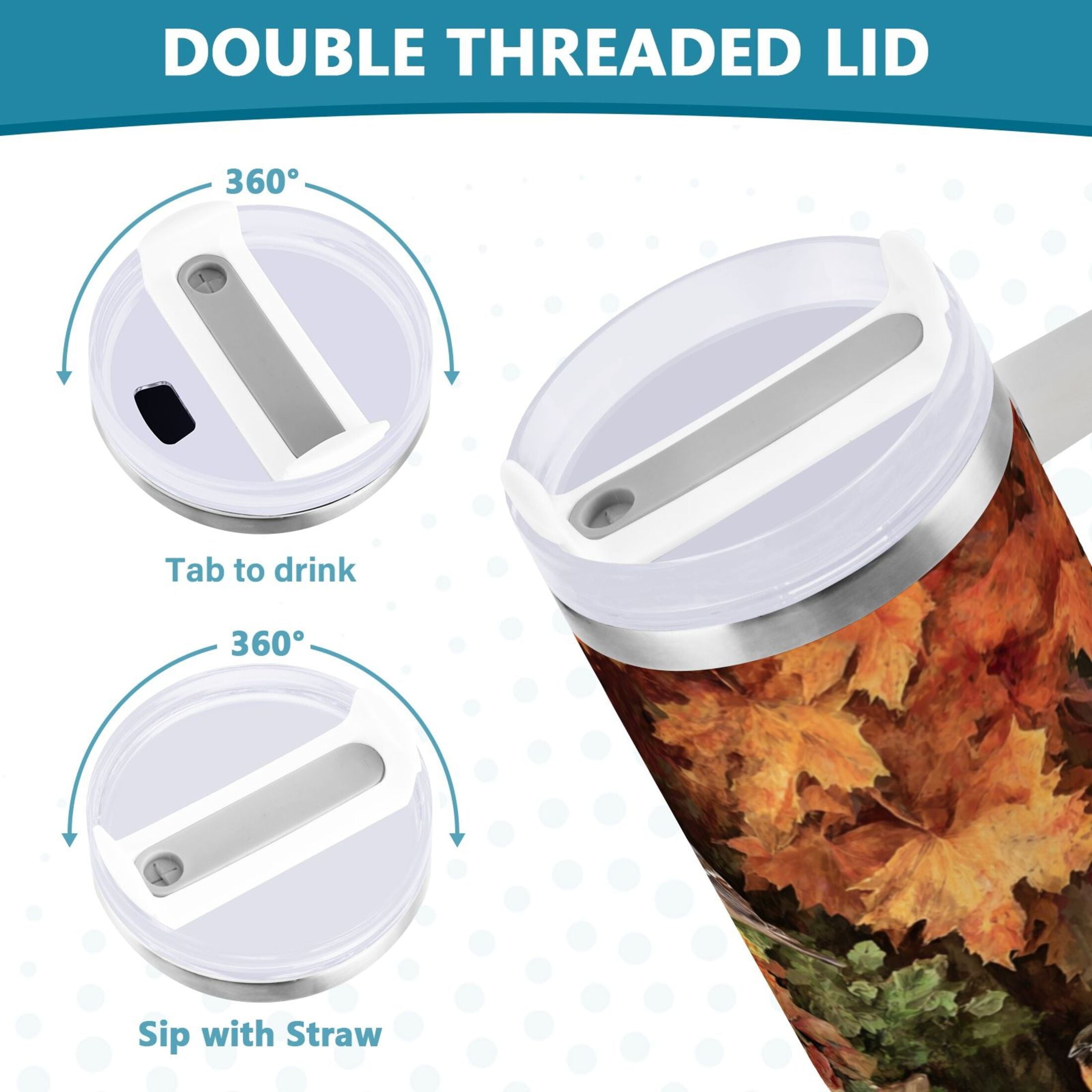 30 oz Insulated Stainless Steel Tumbler Double Wall Stainless Steel Tumbler with 2-Way Drinking Beautiful Fall Scene - OZ9B