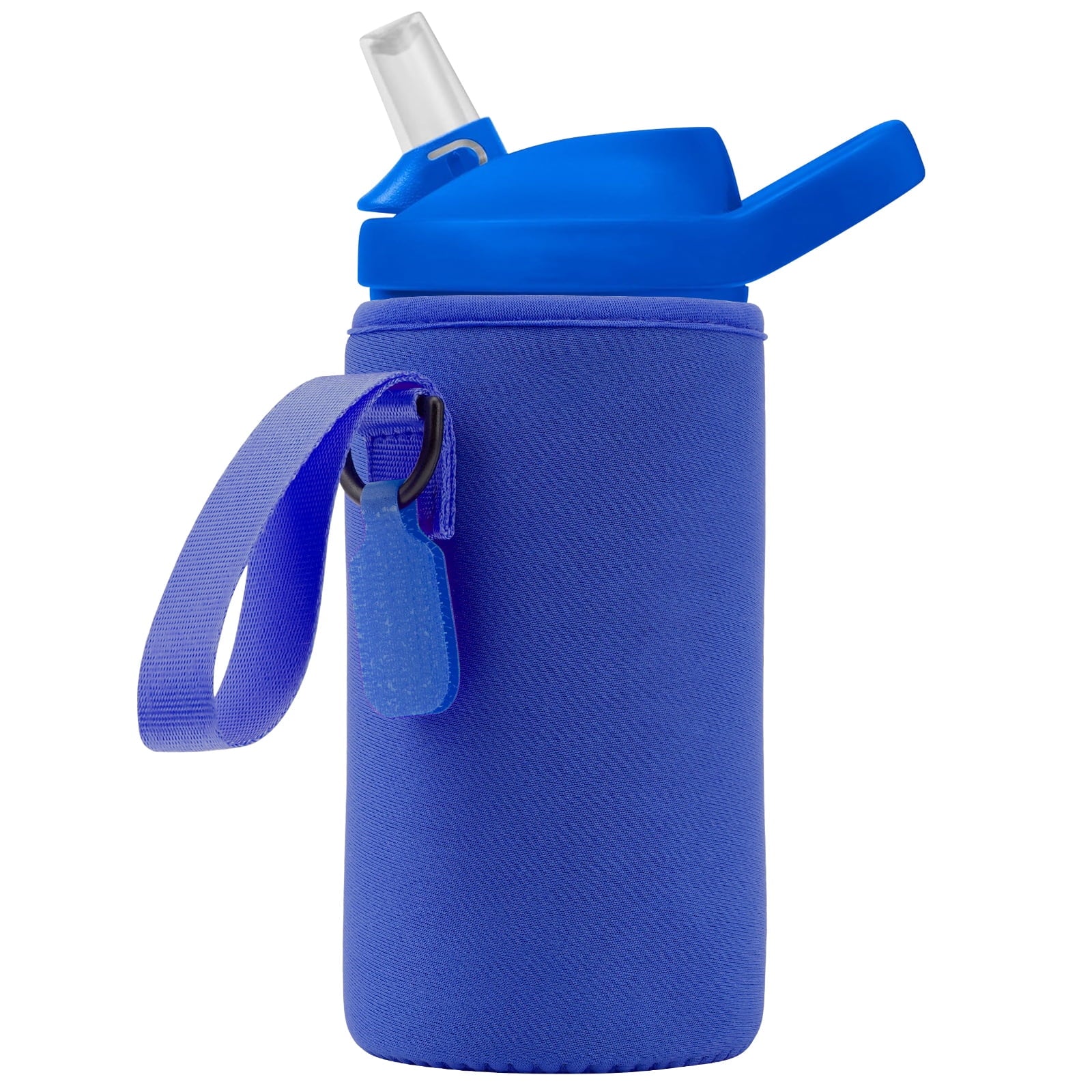 Linkidea Water Bottle Sleeve Compatible with CamelBak Eddy+ Tritan 14oz, Steel 12oz Kids Bottle, Waterbottle Holder Bag with Name Tag, Navy Blue - 2IMW