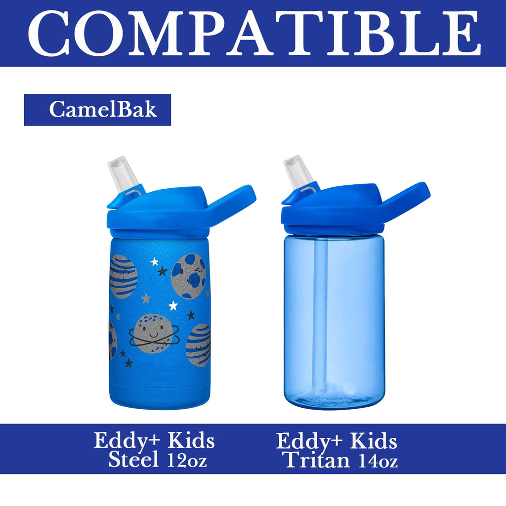 Linkidea Water Bottle Sleeve Compatible with CamelBak Eddy+ Tritan 14oz, Steel 12oz Kids Bottle, Waterbottle Holder Bag with Name Tag, Navy Blue - 2IMW