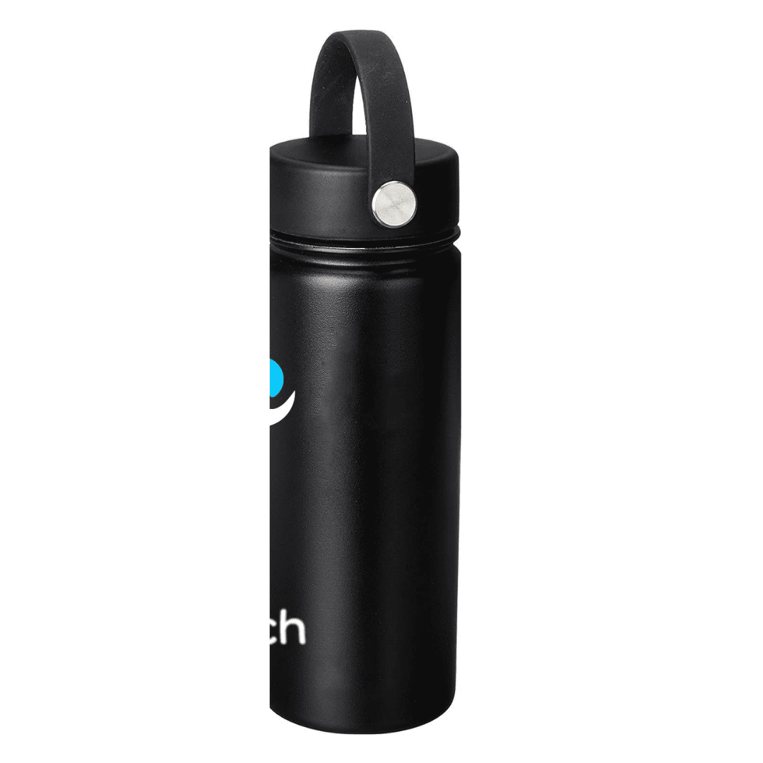 NuRich Sports Water Bottle - 18 Oz, Vacuum Insulated Stainless Steel, Modern Double Walled, Simple Thermo Modern Mug, Hydro Metal Canteen Flask Wide Mouth with Sweat Proof Design for Cold &amp; Hot Temp - BBLE