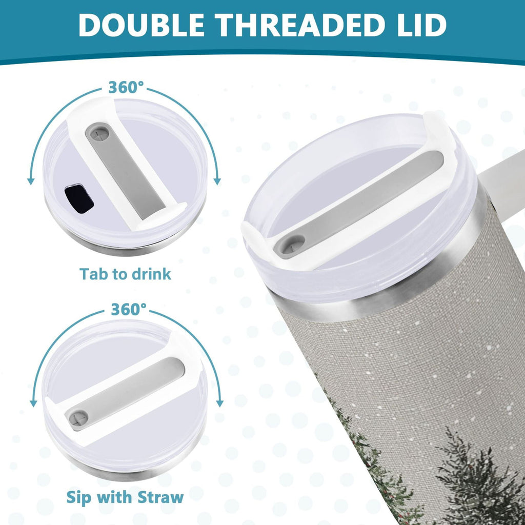 30 oz Insulated Stainless Steel Tumbler Double Wall Stainless Steel Tumbler with 2-Way Drinking Christmas Deer and Snowmen - 5BXM