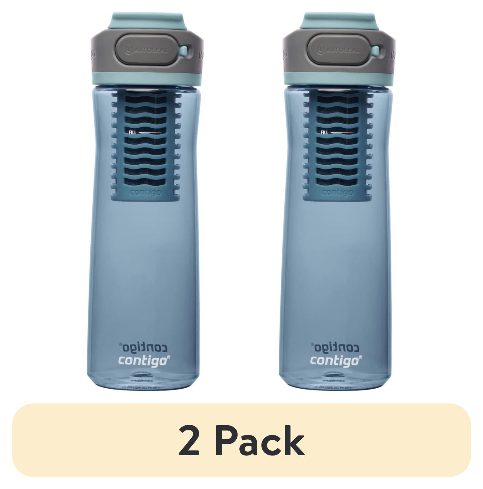 (2 pack) Contigo Clybourn Plastic FreeFlow Filter Water Bottle with AUTOSEAL Lid 24 oz., Dark Ice, with Replacable Filter - PVOG