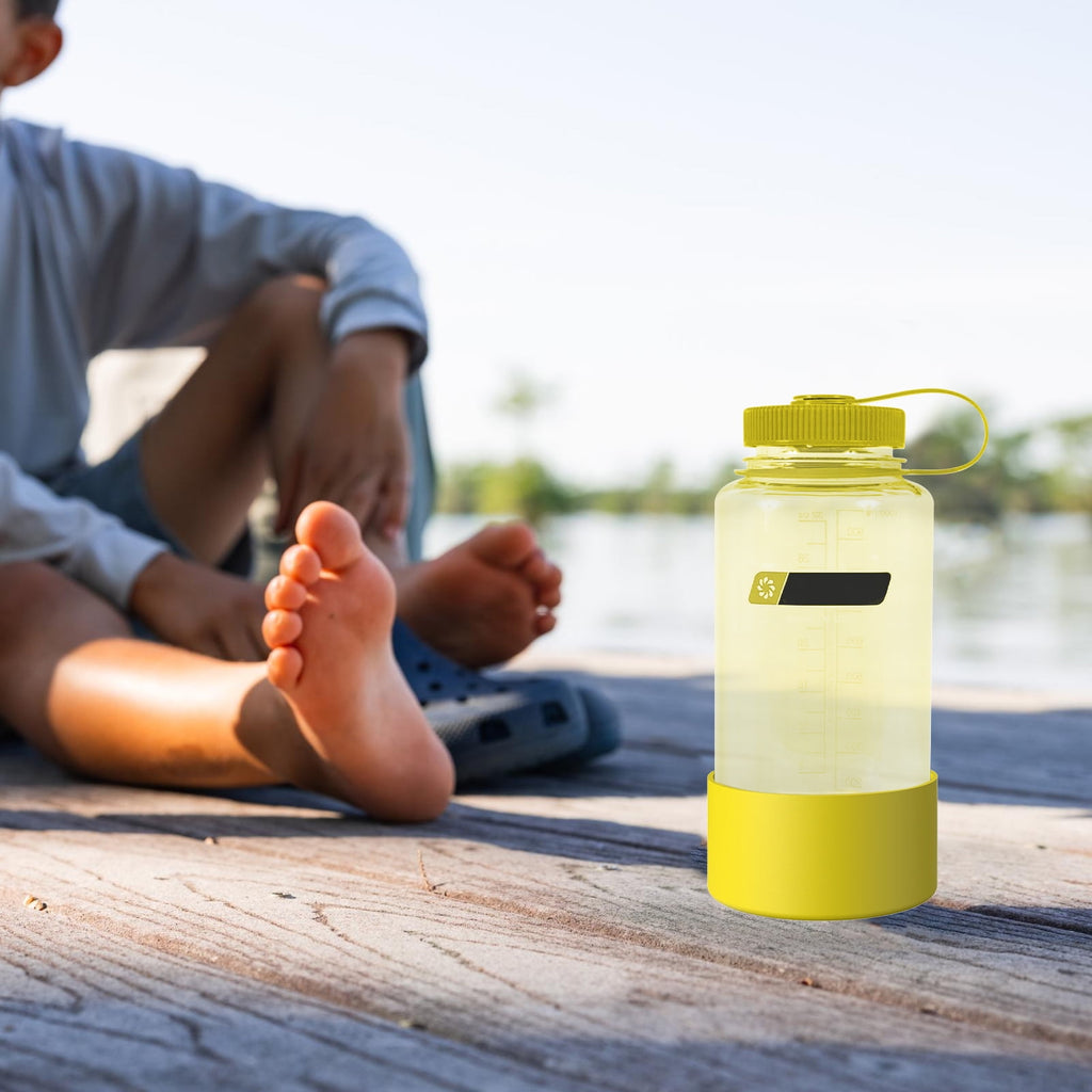 Linkidea 2 Pack Water Bottle Boot Compatible with Nalgene Sustain Wide Mouth 32oz/48oz, Narrow Mouth 32oz, Silicone Anti-Slip Bottle Bottom Bumper Protector (Yellow) - DE5E