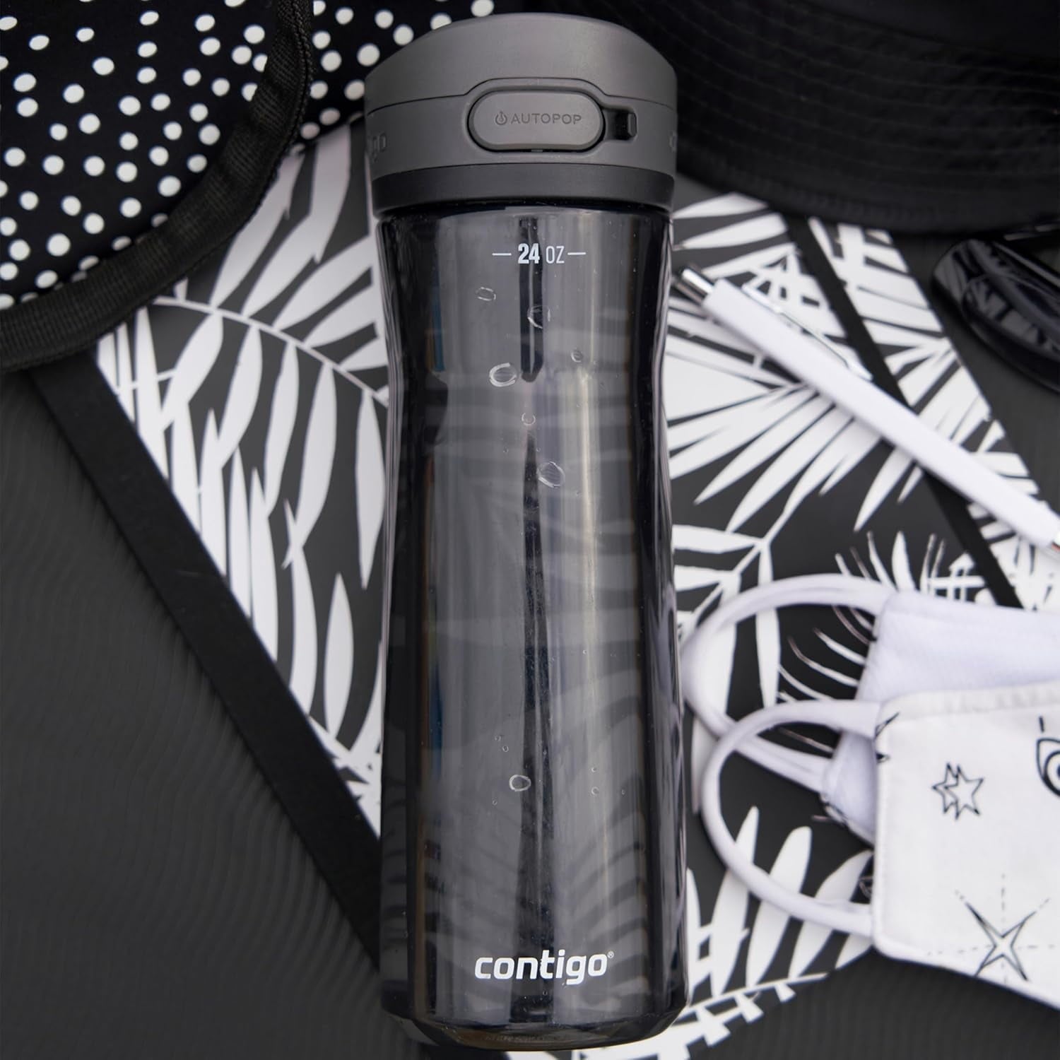 Contigo - Water Bottle with Leak-Proof and Locking Lid, BPA Free, 709ml Capacity, Black - 9OMB
