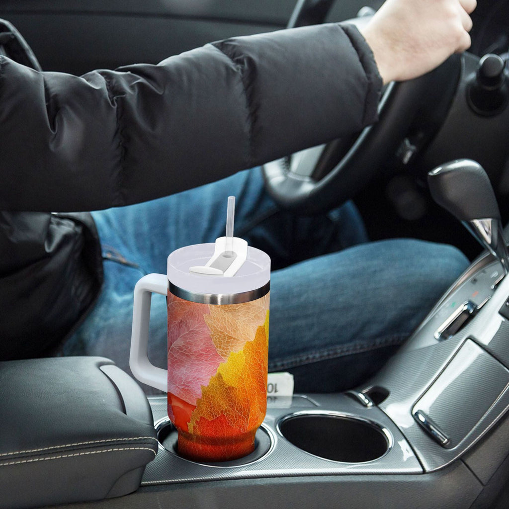 30 oz Insulated Stainless Steel Tumbler Double Wall Stainless Steel Tumbler with 2-Way Drinking Various Shades Autumn Leaves - 5FA4