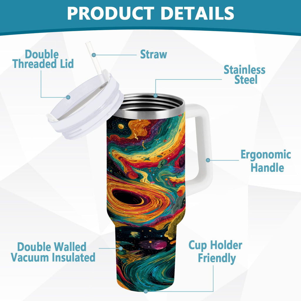 40 oz Insulated Stainless Steel Tumbler Double Wall Stainless Steel Tumbler with 2-Way Drinking Swirling Galaxy - YG8F