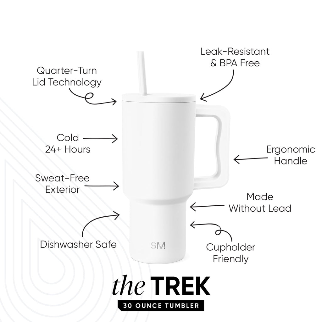 Simple Modern 30 fl oz Insulated Stainless Steel Trek Tumbler with Straw Lid | Seaglass Sage and Cream Checkmate - B21Q