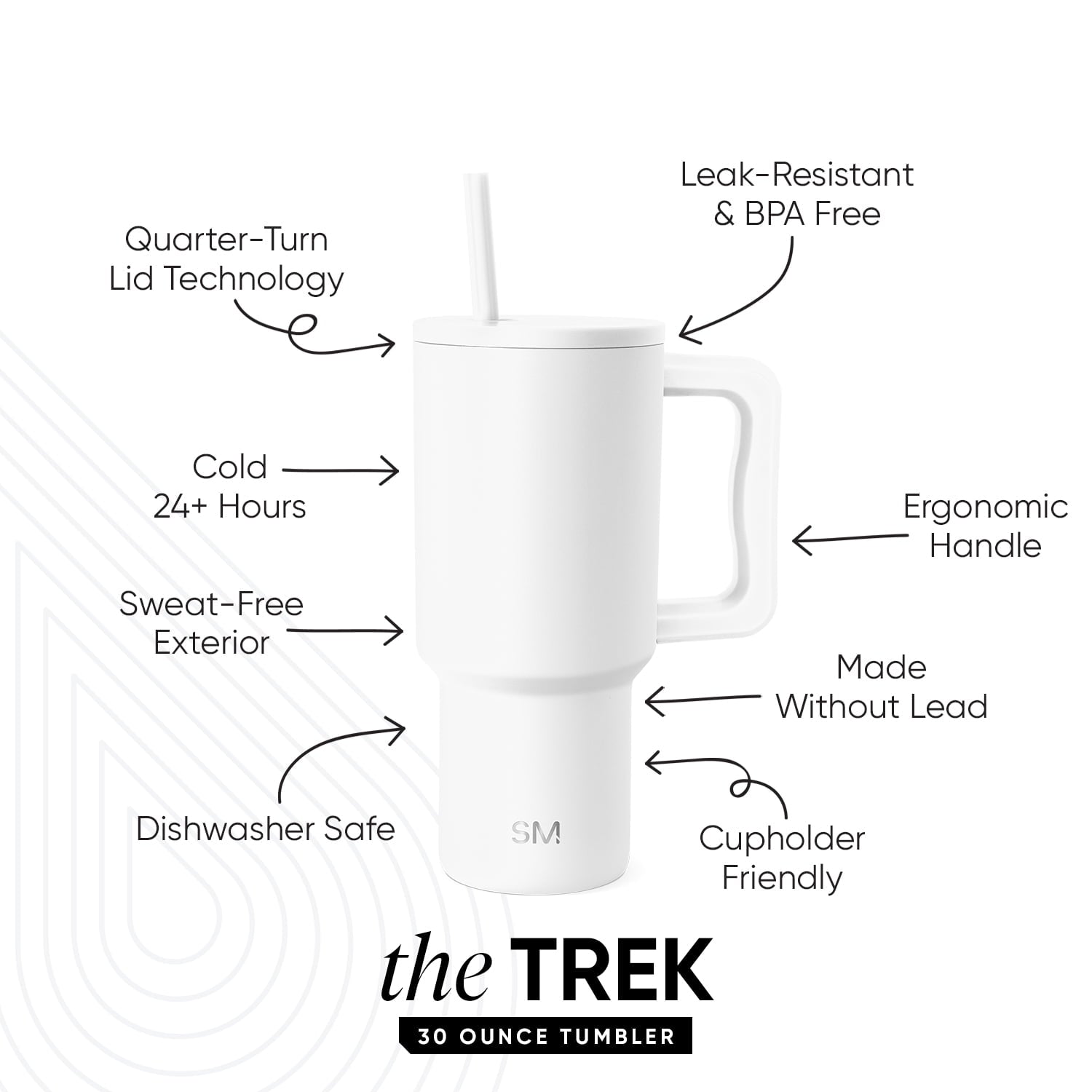 Simple Modern 30 fl oz Insulated Stainless Steel Trek Tumbler with Straw Lid | Seaglass Sage and Cream Checkmate - B21Q