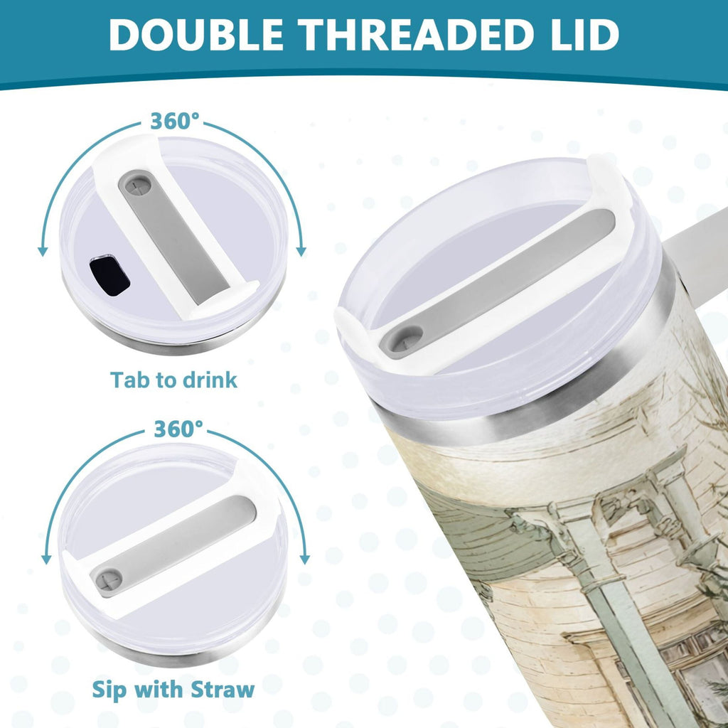 30 oz Insulated Stainless Steel Tumbler Double Wall Stainless Steel Tumbler with 2-Way Drinking Charming Christmas Doorway - G1OZ
