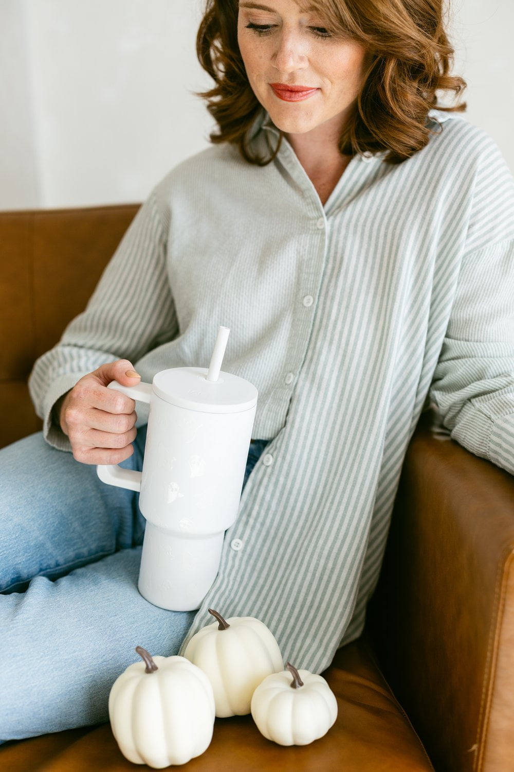 Simple Modern 30 fl oz Insulated Stainless Steel Trek Tumbler with Straw Lid | Seaglass Sage and Cream Checkmate - B21Q