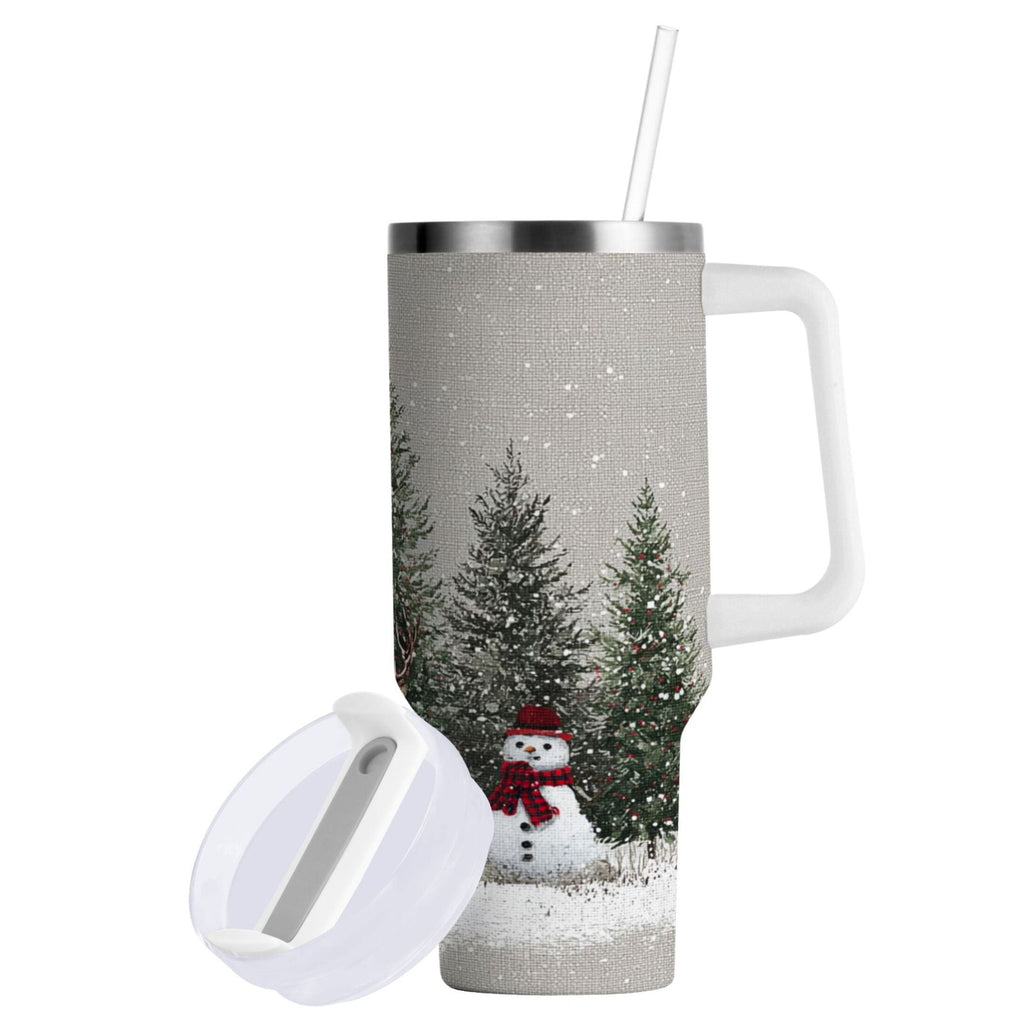 30 oz Insulated Stainless Steel Tumbler Double Wall Stainless Steel Tumbler with 2-Way Drinking Christmas Deer and Snowmen - 5BXM