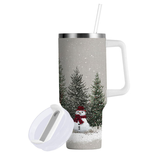 30 oz Insulated Stainless Steel Tumbler Double Wall Stainless Steel Tumbler with 2-Way Drinking Christmas Deer and Snowmen - 5BXM