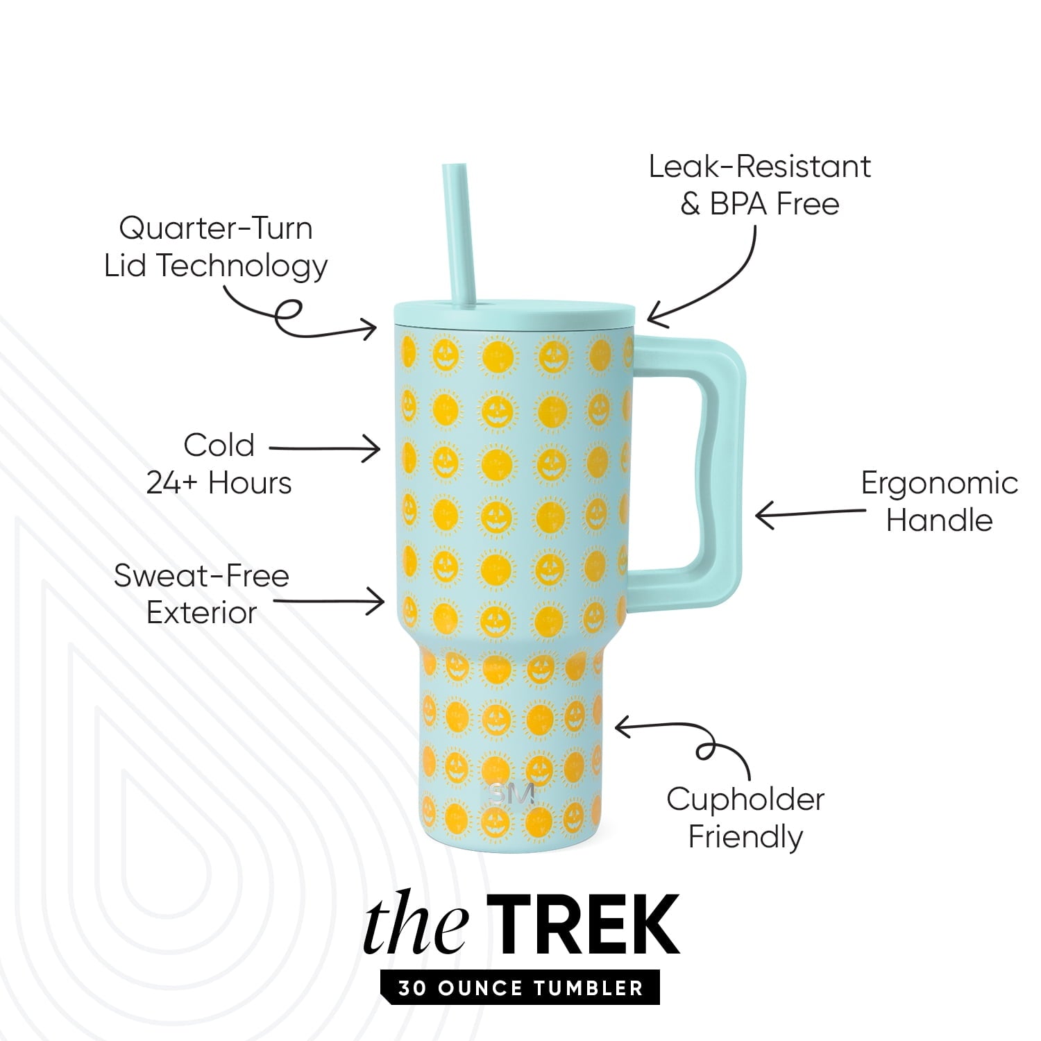 Simple Modern 30 fl oz Insulated Stainless Steel Trek Tumbler with Straw Lid | Seaglass Sage and Cream Checkmate - B21Q