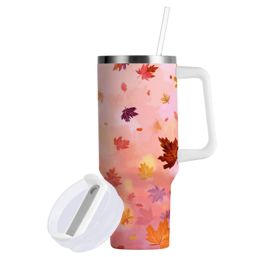 30 oz Insulated Stainless Steel Tumbler Double Wall Stainless Steel Tumbler with 2-Way Drinking Autumn Leaves Falling - 1DYW